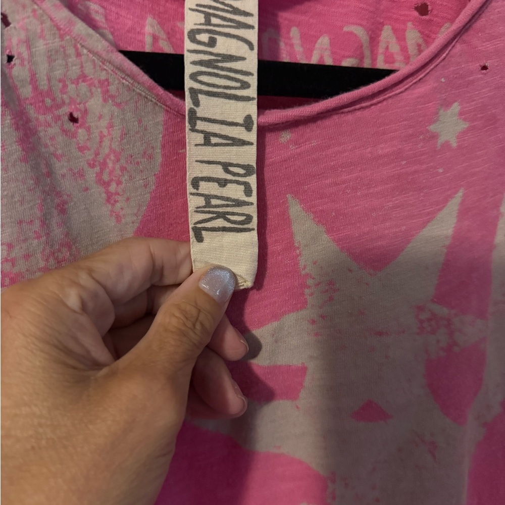Magnolia Pearl Pink distressed tee. - Picture 4 of 5